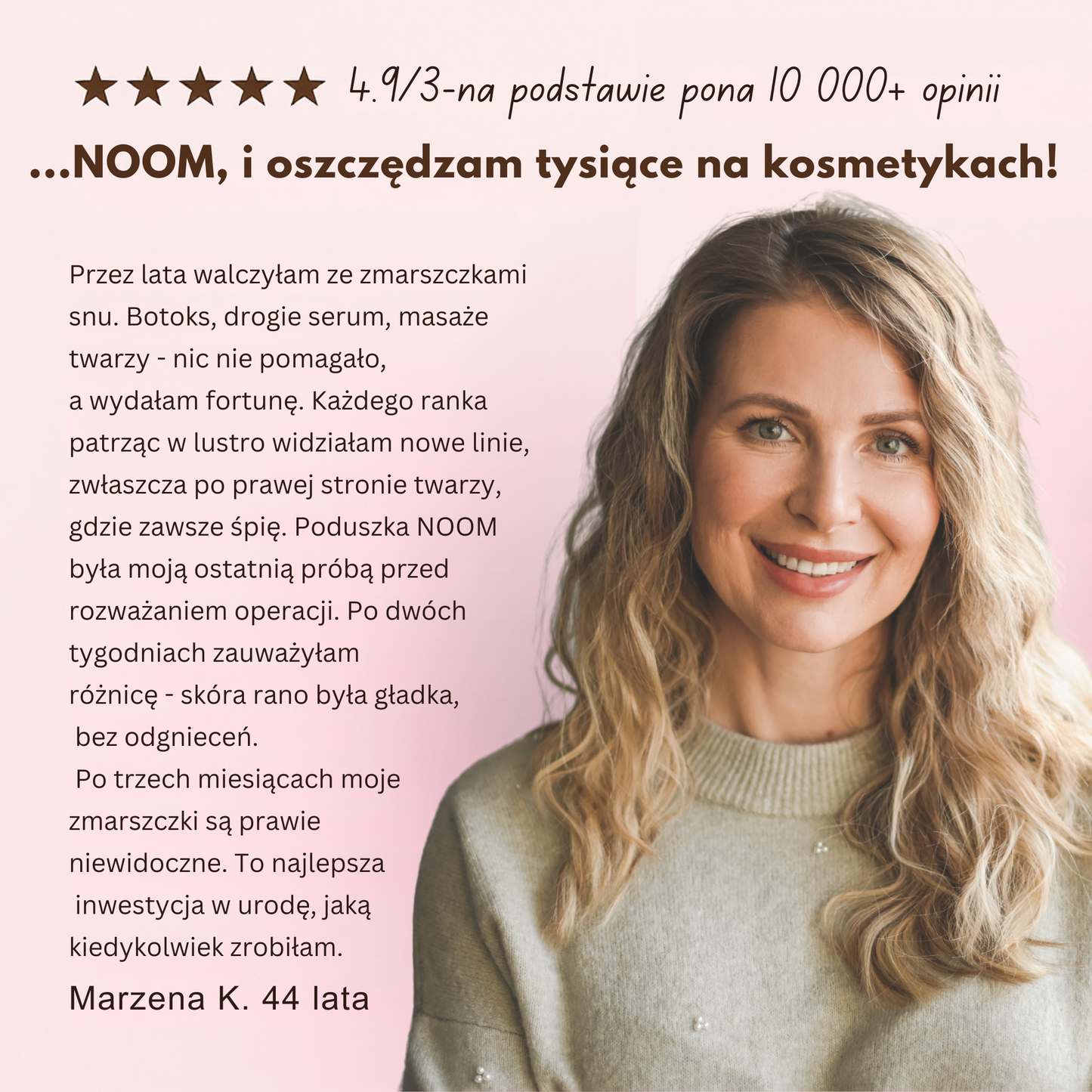 Poduszka Przeciwzmarszczkowa Noom z Satyną i Bawełną oraz pianką Memory
