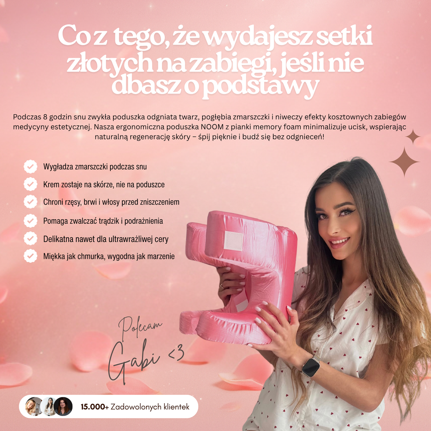 Poduszka Przeciwzmarszczkowa Noom z Satyną i Bawełną oraz pianką Memory