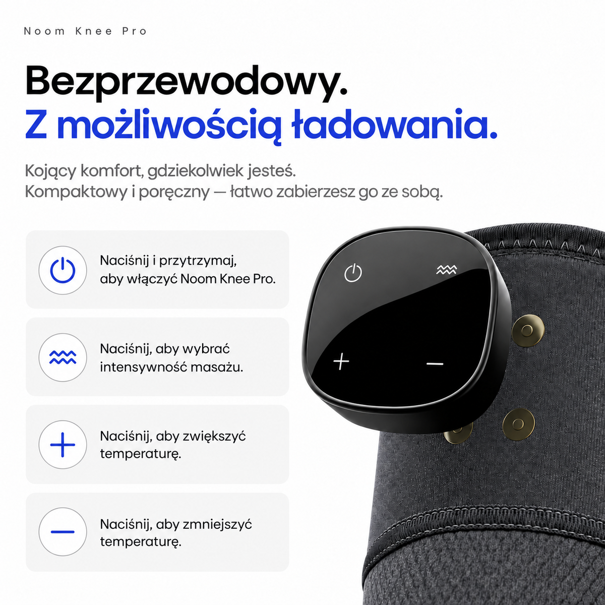 Bezprzewodowy, z możliwością ładowania: obsługa jednym przyciskiem