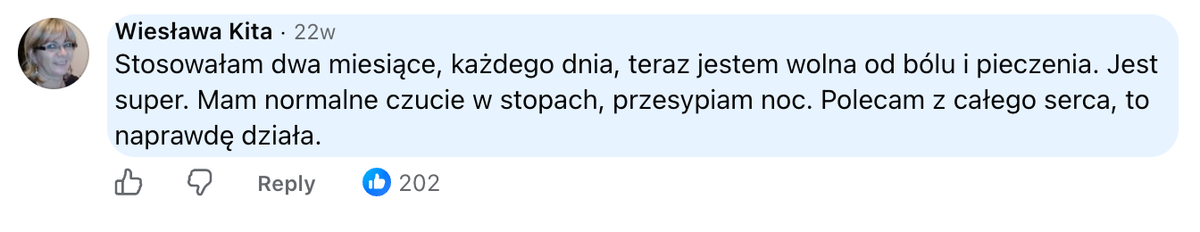 Komentarz klientki NoomEMS z Facebooka
