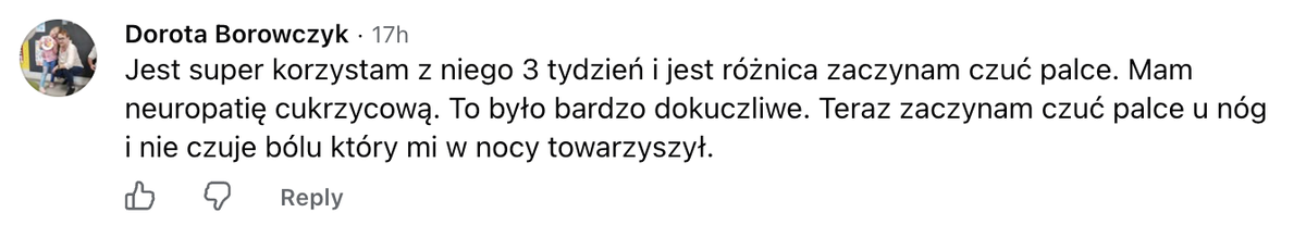 Komentarz klientki NoomEMS z Facebooka